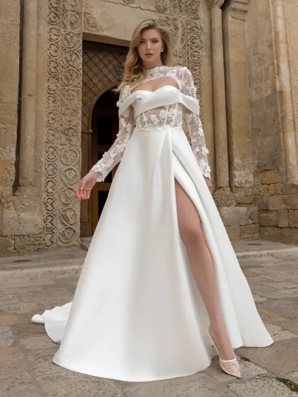 abito da sposa a line toi couture darla pizzo ricamato avorio tattoo avorio modello 2SL002A_000_F0266