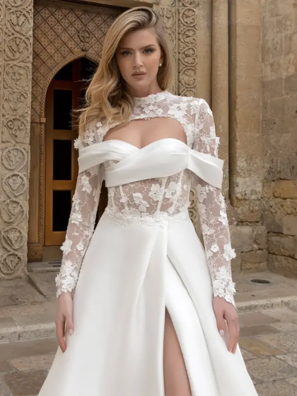 abito da sposa a line toi couture darla pizzo ricamato avorio tattoo avorio modello 2SL002A_000_F0266
